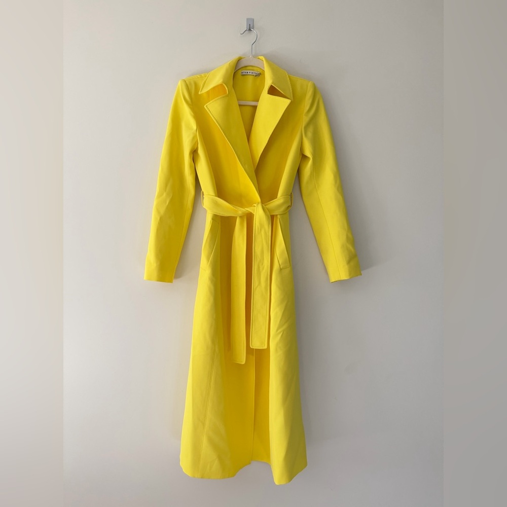 NEW Alice + Olivia Bright Yellow Trench Coat Jacket, sz XS
